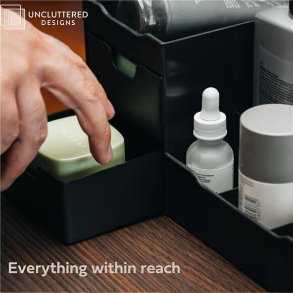 Uncluttered Designs Vanity Organizer Black Drawer Storage for Men Bathroom - Picture 6 of 7